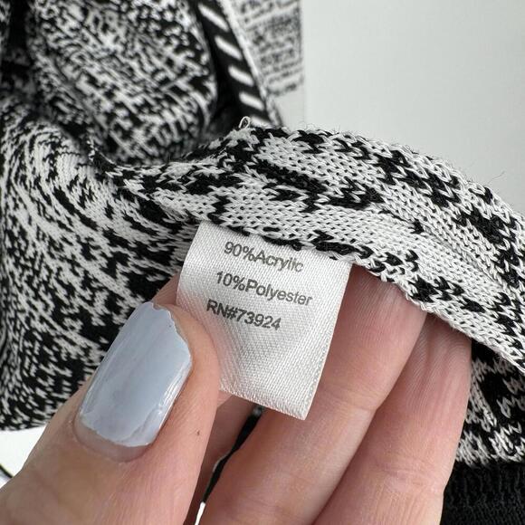 Ming Wang Cardigan pxl black white check jacket sweater work office career - Picture 4 of 5